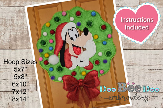 Goofy Christmas Wreath – ITH Project – Machine Embroidery Design