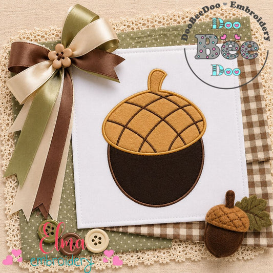 Woodland Acorn - Applique - Machine Embroidery Design