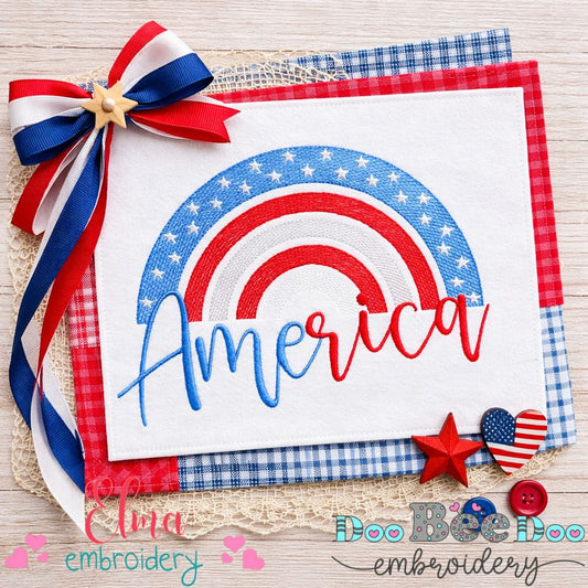 Patriotic America Rainbow - Rippled Stitch - Machine Embroidery Design