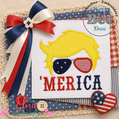 Patriotic 'Merica - Applique - Machine Embroidery Design