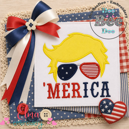 Patriotic 'Merica - Applique - Machine Embroidery Design