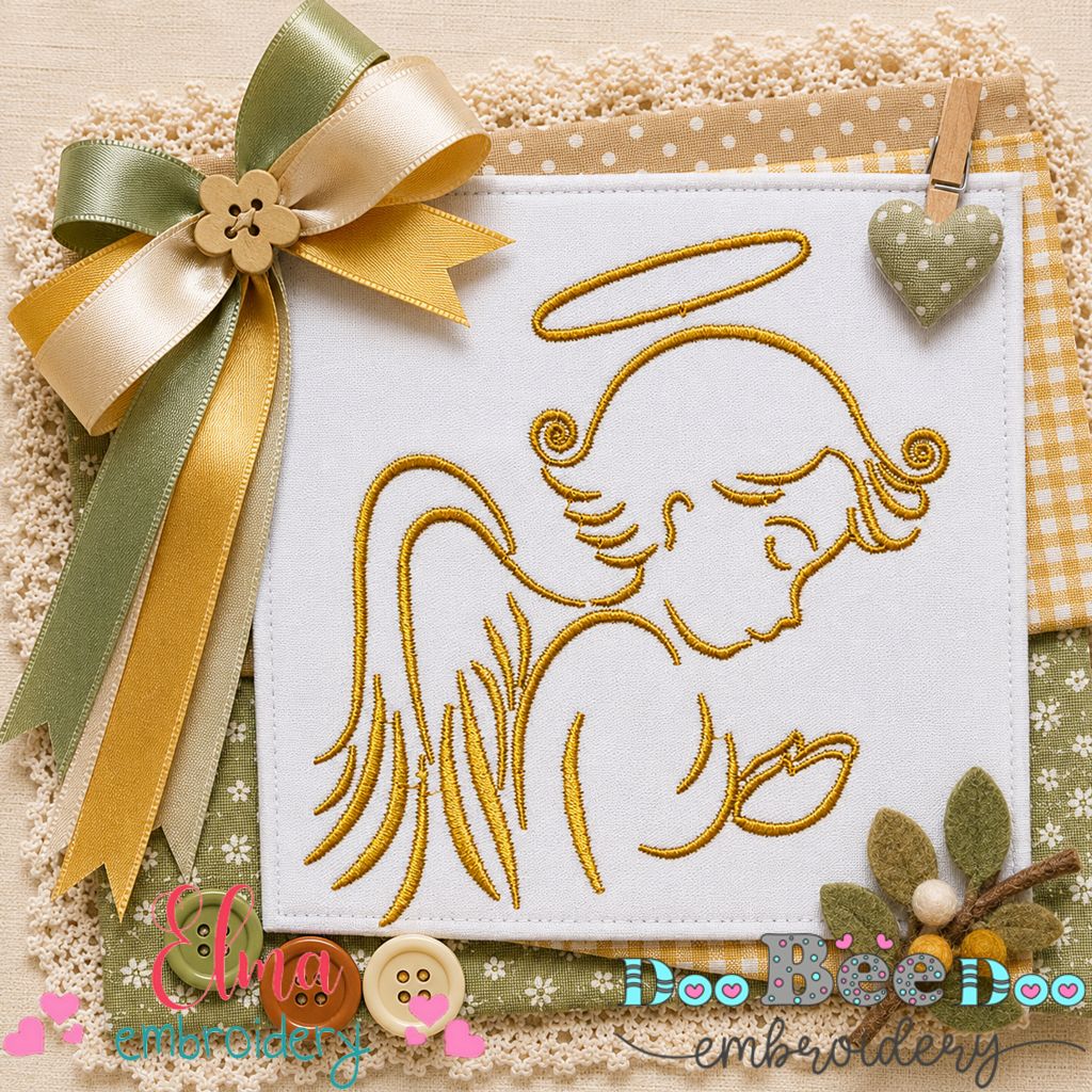 Praying Angel Boy - Satin Stitch - Machine Embroidery Design