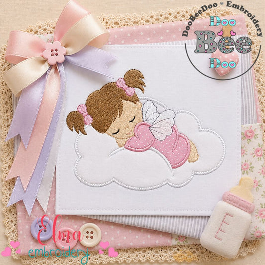 Sleeping Angel Girl - Appliqué - Machine Embroidery Design