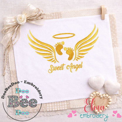 Sweet Angel Baby Feet - Satin Stitch - Machine Embroidery Design
