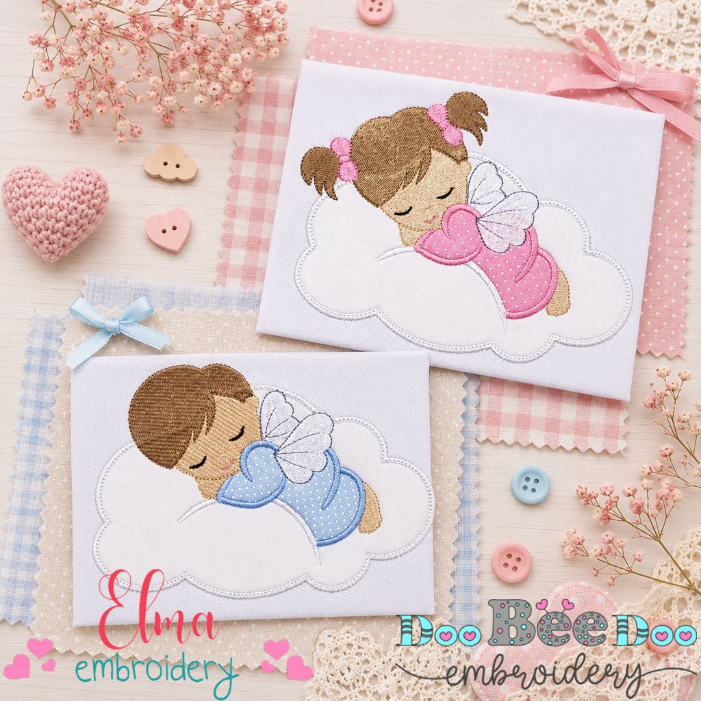 Sleeping Baby Angels Collection - Applique - Machine Embroidery Design
