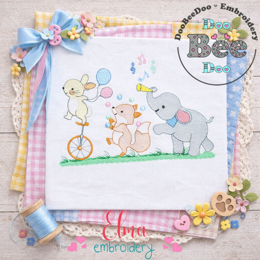 Circus Animals Parade - Sketch Stitch – Machine Embroidery Design