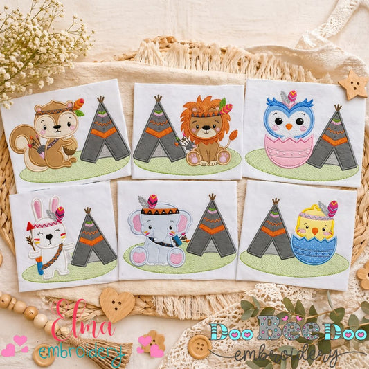 Boho Woodland Teepee Friends Collection – Appliqué – Machine Embroidery Design
