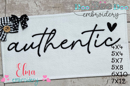 Authentic Word Embroidery Design – Satin Stitch - Machine Embroidery Design