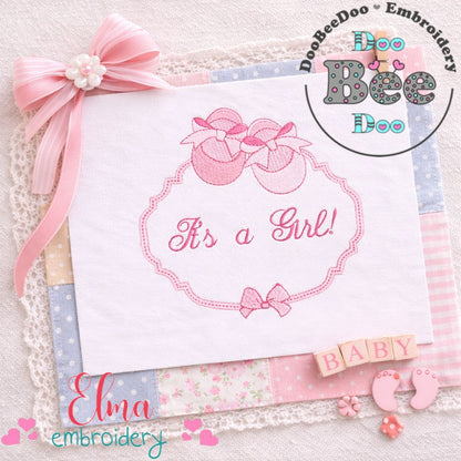 It’s a Girl Baby Frame - Appliqué – Machine Embroidery Design