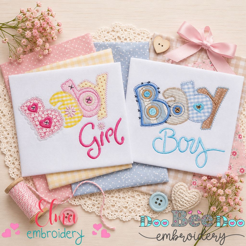Baby Boy & Baby Girl – Appliqué – Machine Embroidery Design