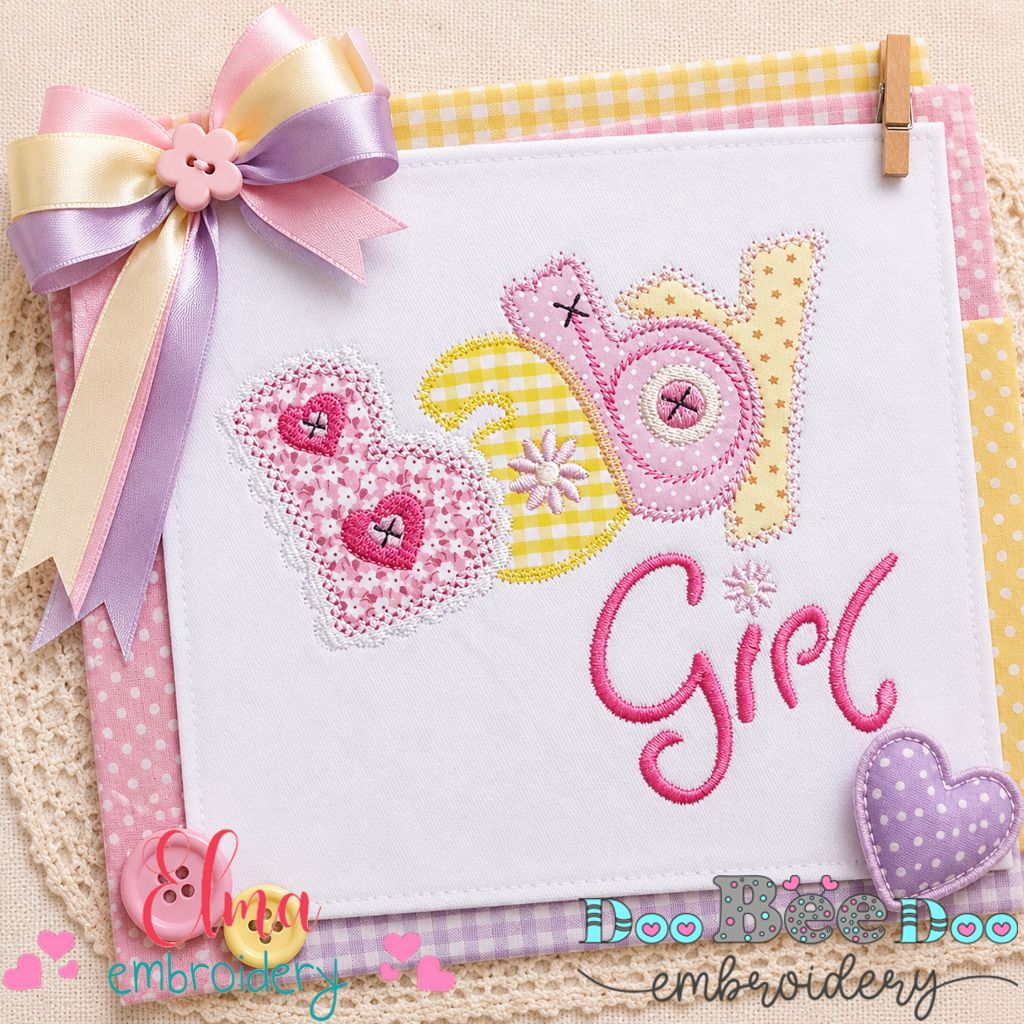 Sweet Baby Girl Buttons - Applique - Machine Embroidery Design