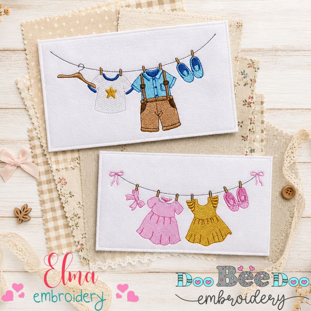 Baby Clothesline Set – Sketch Stitch – Machine Embroidery Design