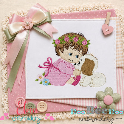 Sweet Puppy Hugs - Fill Stitch - Machine Embroidery Design