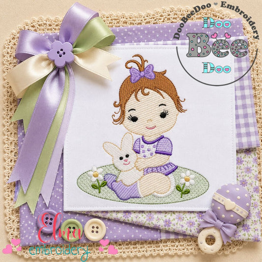 Sweet Bunny Cuddles - Sketch Stitch - Machine Embroidery Design