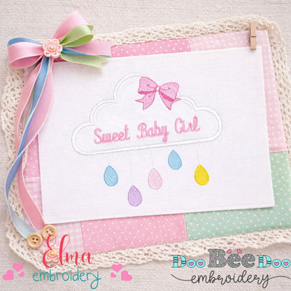 Sweet Baby Girl Cloud – Appliqué – Machine Embroidery Design