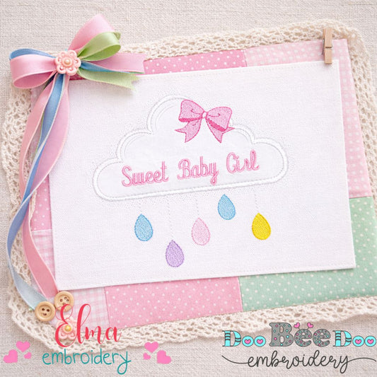 Sweet Baby Girl Cloud – Appliqué – Machine Embroidery Design