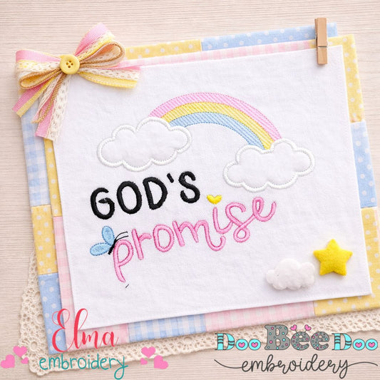 God’s Promise Rainbow – Appliqué – Machine Embroidery Design
