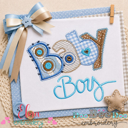 Sweet Baby Boy Buttons - Applique - Machine Embroidery Design