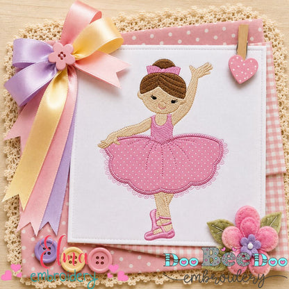 Graceful Little Ballerina - Appliqué - Machine Embroidery Design