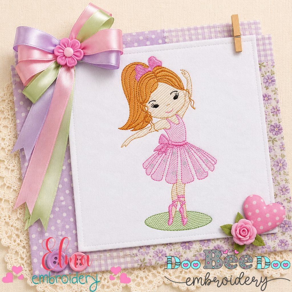 Sweet Ballerina - Sketch Stitch - Machine Embroidery Design