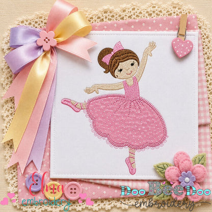 Sweet Little Ballerina - Appliqué - Machine Embroidery Design