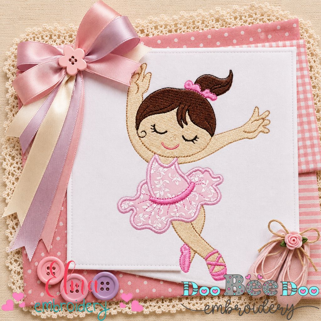 Twirling Little Ballerina - Appliqué - Machine Embroidery Design