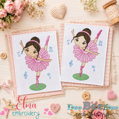 Twirling Ballet Princess – Fill & Sketch Stitch – Machine Embroidery Design
