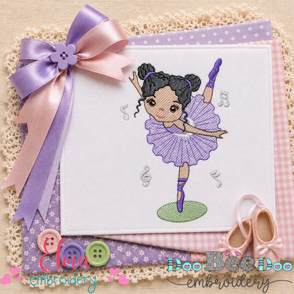 Curly Hair Ballerina Twirl - Sketch Stitch - Machine Embroidery Design
