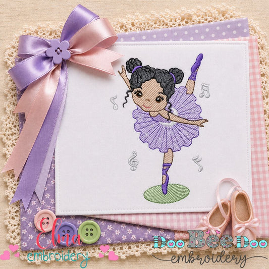 Curly Hair Ballerina Twirl - Sketch Stitch - Machine Embroidery Design