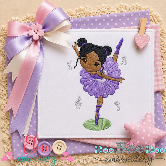 Curly Ballerina Dreams - Fill Stitch - Machine Embroidery Design