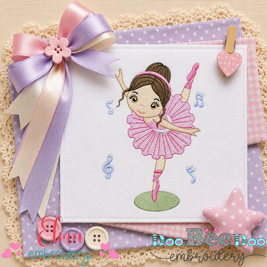 Graceful Ballerina - Sketch Stitch - Machine Embroidery Design