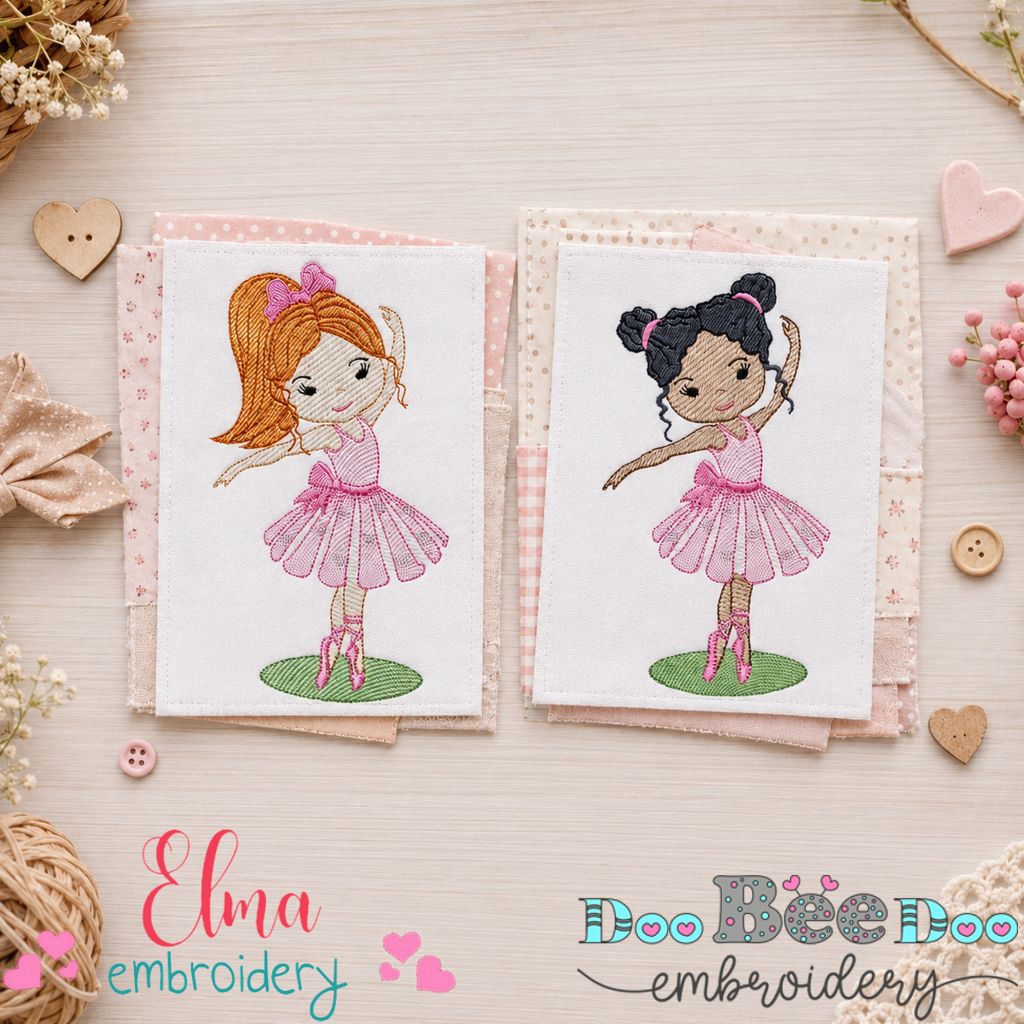 Sweet Ballerina Friends Collection – Sketch Stitch – Machine Embroidery Design