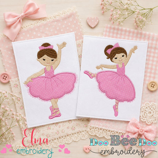 Tiny Twirls Ballerina Duo - Appliqué - Machine Embroidery Design