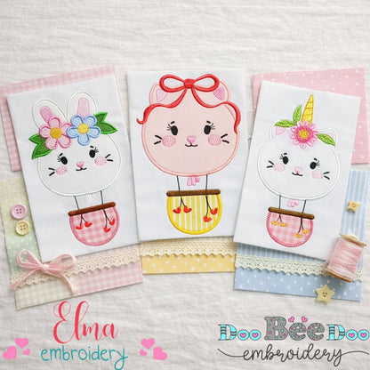 Sweet Animal Balloon Bundle – Appliqué – Machine Embroidery Design