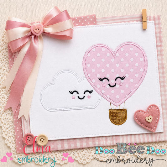 Sweet Heart Balloon & Cloud - Appliqué – Machine Embroidery Design