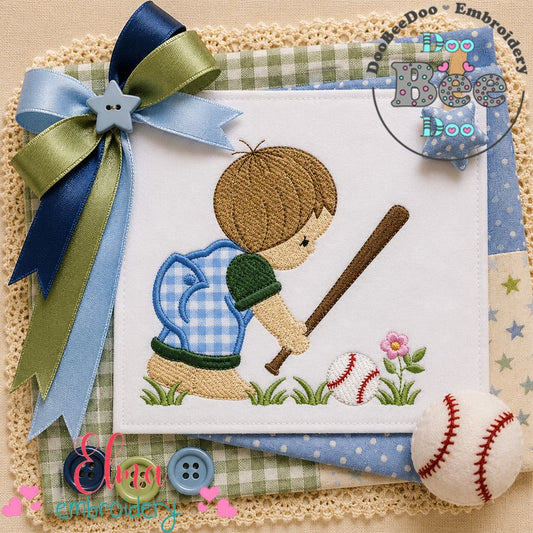 Little Baseball Buddy - Appliqué - Machine Embroidery Design