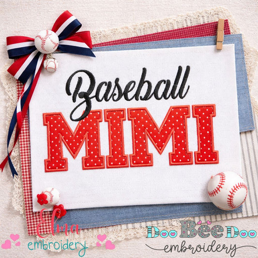 Baseball Mimi - Appliqué - Machine Embroidery Design
