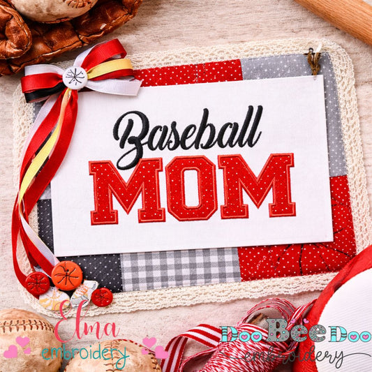 Baseball Mom Appliqué Design - Appliqué - Machine Embroidery Design