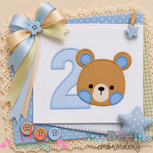 Sweet Teddy Number Two - Appliqué - Machine Embroidery Design