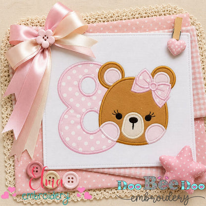 Sweet Teddy Number Eight - Appliqué - Machine Embroidery Design