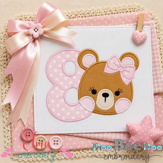 Sweet Teddy Number Eight - Appliqué - Machine Embroidery Design