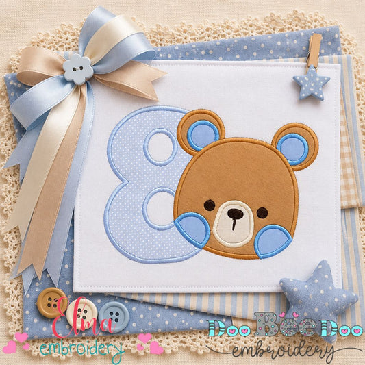 Sweet Teddy Number Eight - Appliqué - Machine Embroidery Design