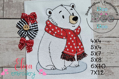 Cozy Christmas Polar Bear - Fill Stitch - Machine Embroidery Design