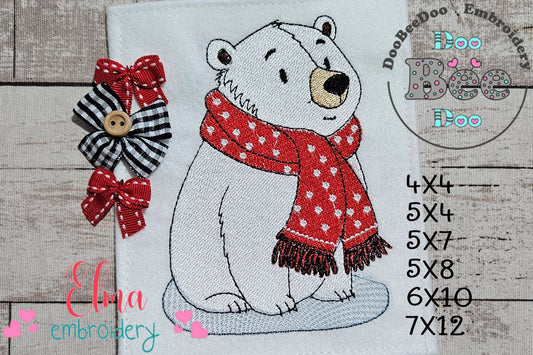 Cozy Christmas Polar Bear - Fill Stitch - Machine Embroidery Design