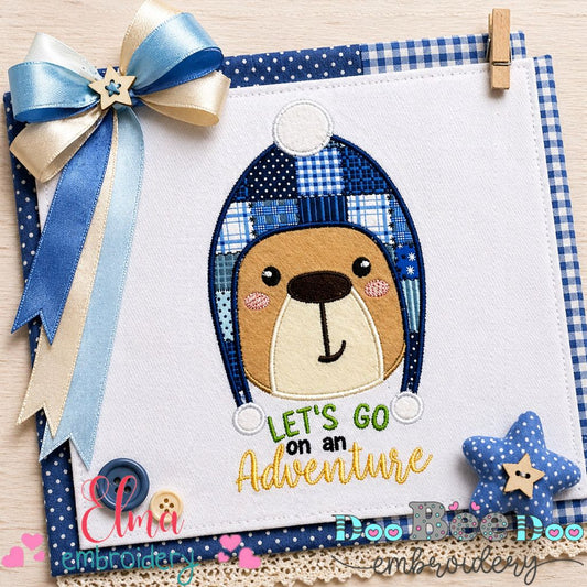 Cozy Adventure Bear with Winter Hat - Appliqué – Machine Embroidery Design