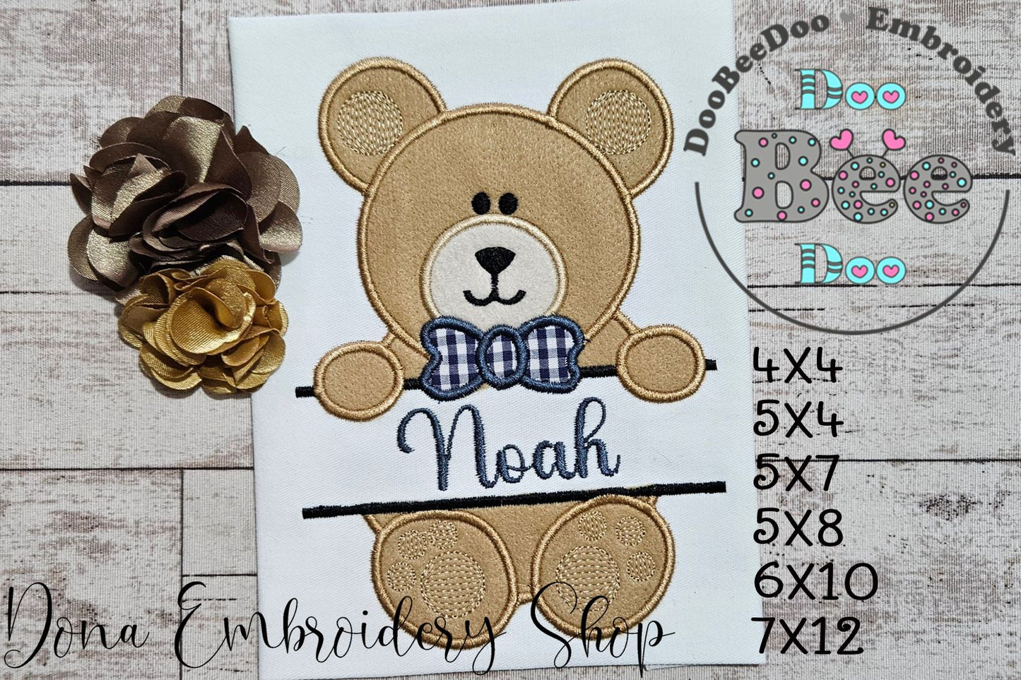 🧸 Sweet Teddy Bear with Bow Tie 💙 – Appliqué  - Machine Embroidery Design
