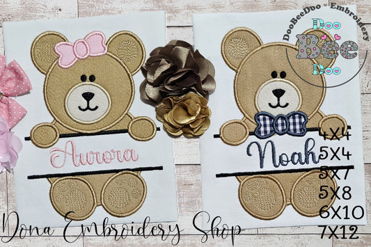 🎀 Cute Bow & Bowtie Teddy Bears 🧸 – Appliqué – Machine Embroidery Design