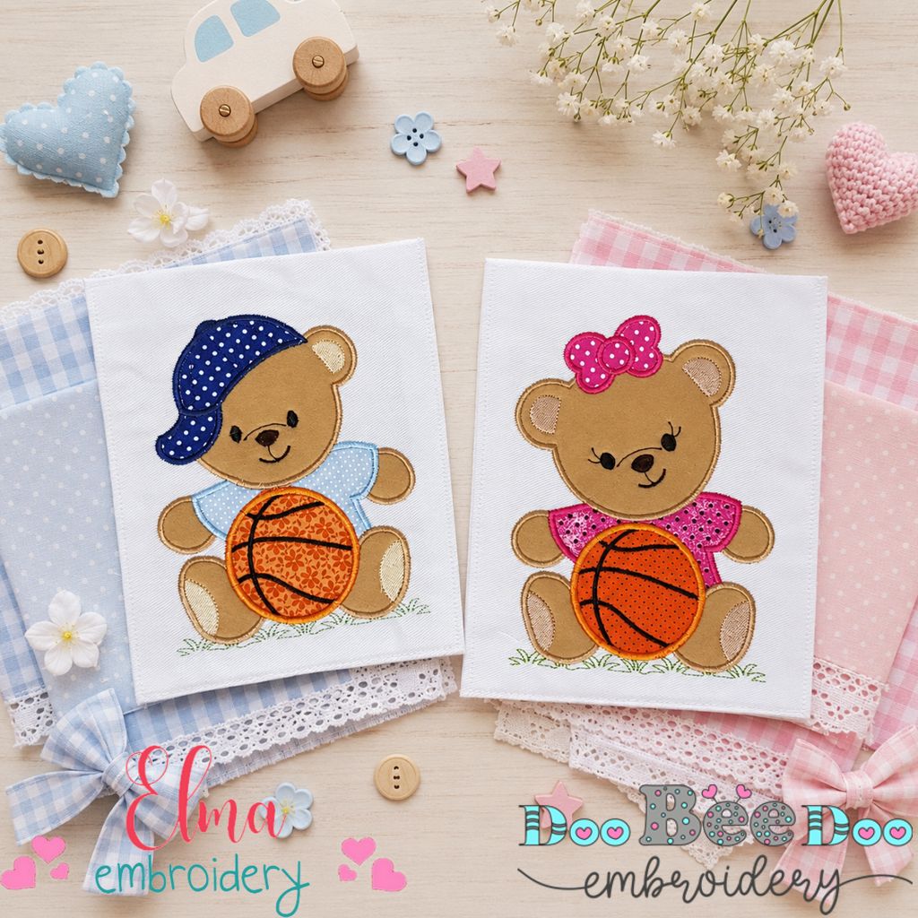 Basketball Teddy Bear Collection - Appliqué - Machine Embroidery Design