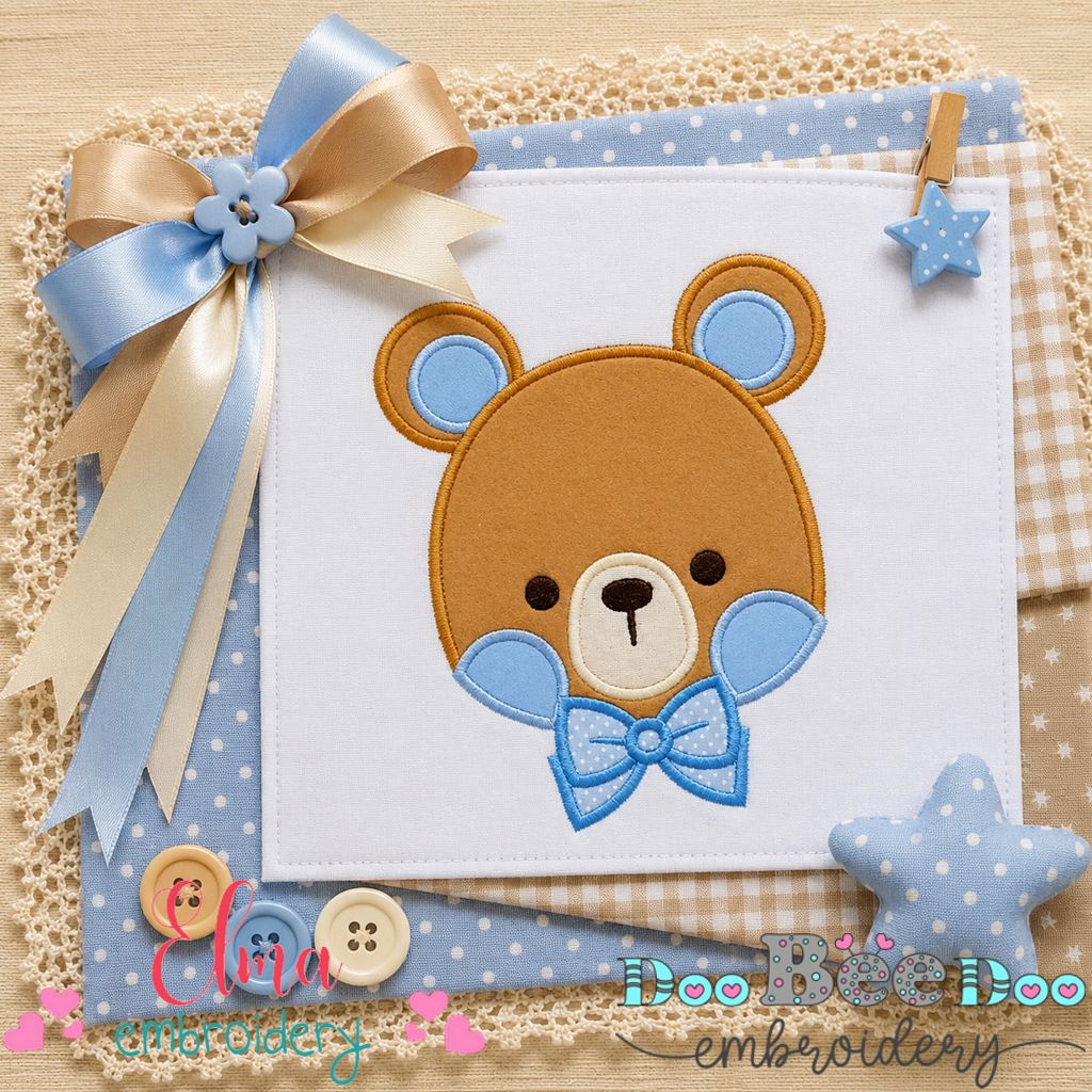 Sweet Teddy Bear Boy - Appliqué - Machine Embroidery Design