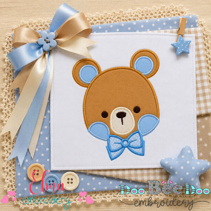 Sweet Teddy Bear Boy - Appliqué - Machine Embroidery Design